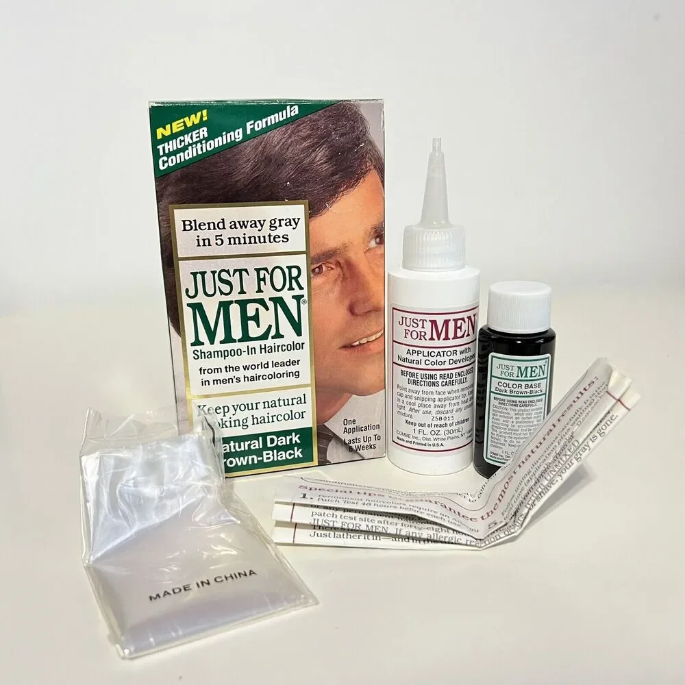 Just For Men Shampoo In Hair Color Natural Dark Brown Black Vintage Prop